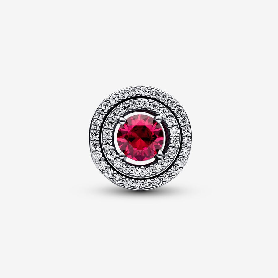 Pandora Moments  Red Sparkling Leveled Round Charm