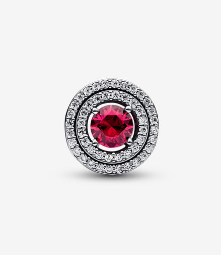 Pandora Moments  Red Sparkling Leveled Round Charm