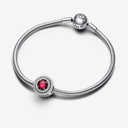 Pandora Moments  Red Sparkling Leveled Round Charm