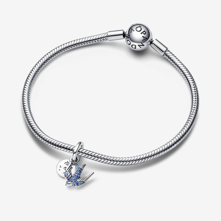Pandora Moments Sparkling Swallow And Quote Double Dangle Charm