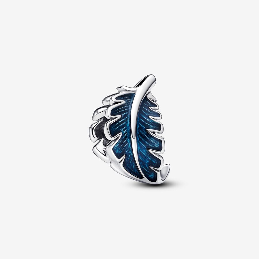 Pandora Moments Blue Curved Feather Charm