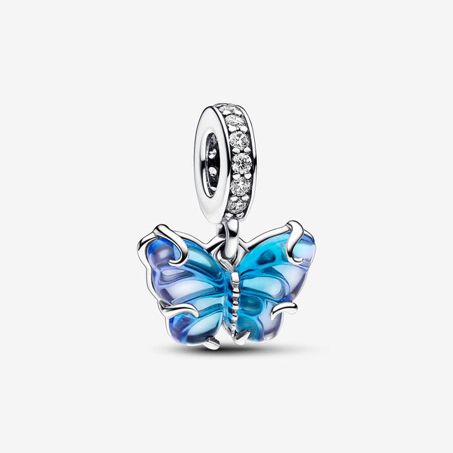 Pandora Moments Blue Murano Glass Butterfly Dangle Charm