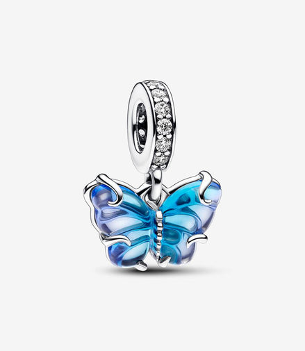Pandora Moments Blue Murano Glass Butterfly Dangle Charm