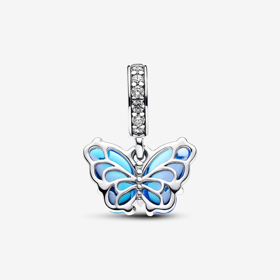 Pandora Moments Blue Murano Glass Butterfly Dangle Charm