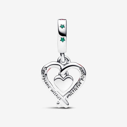 Pandora Moments Double Candy Cane Heart Christmas Dangle Charm