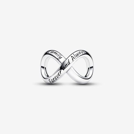 Pandora Moments Silver "Family Forever & Always" Infinity Charm