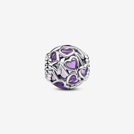 Pandora Moments Silver "Mom" Openwork Hearts Charm