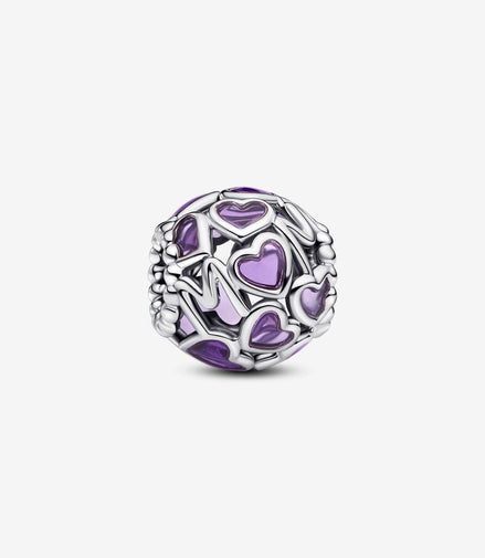 Pandora Moments Silver "Mom" Openwork Hearts Charm