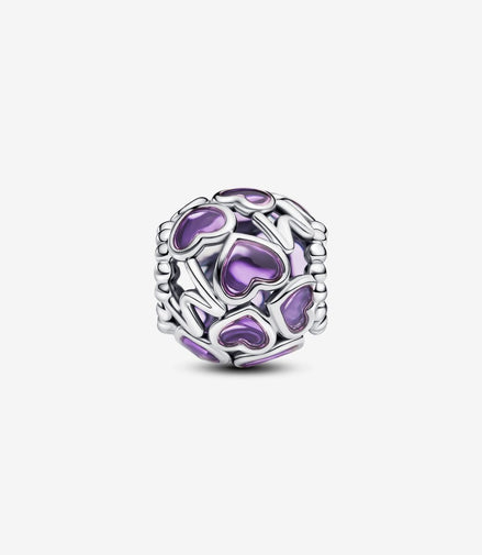 Pandora Moments Silver "Mom" Openwork Hearts Charm