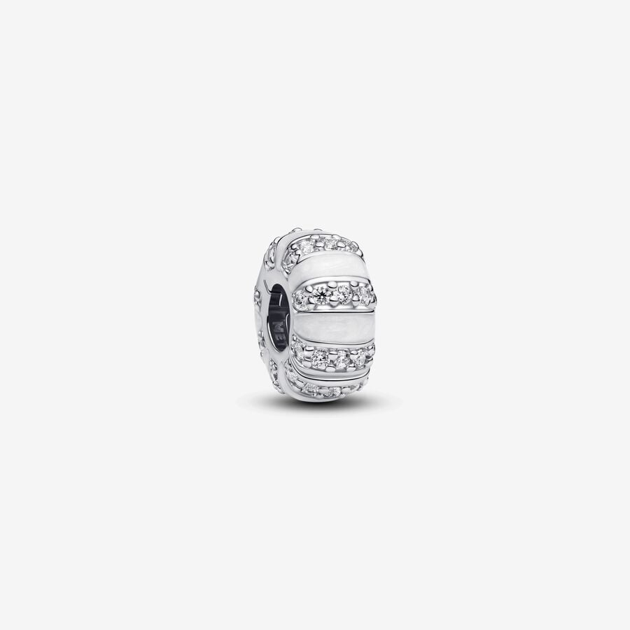 Pandora Moments Silver Stones And Enamel Clip Charm
