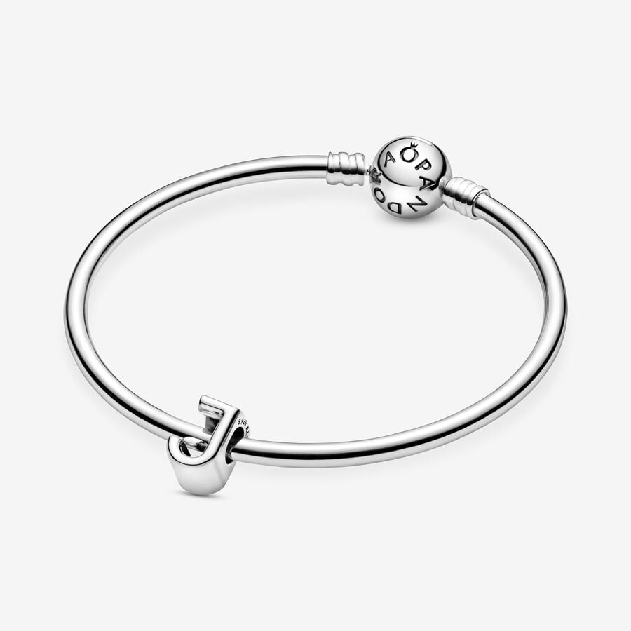 Pandora Moments Silver Letter J Alphabet Charm
