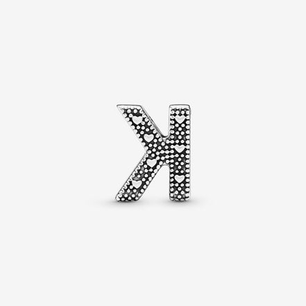 Pandora Moments Silver Letter K Alphabet Charm