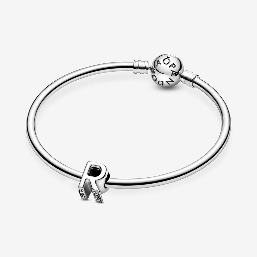Pandora Moments Silver Letter R Alphabet Charm