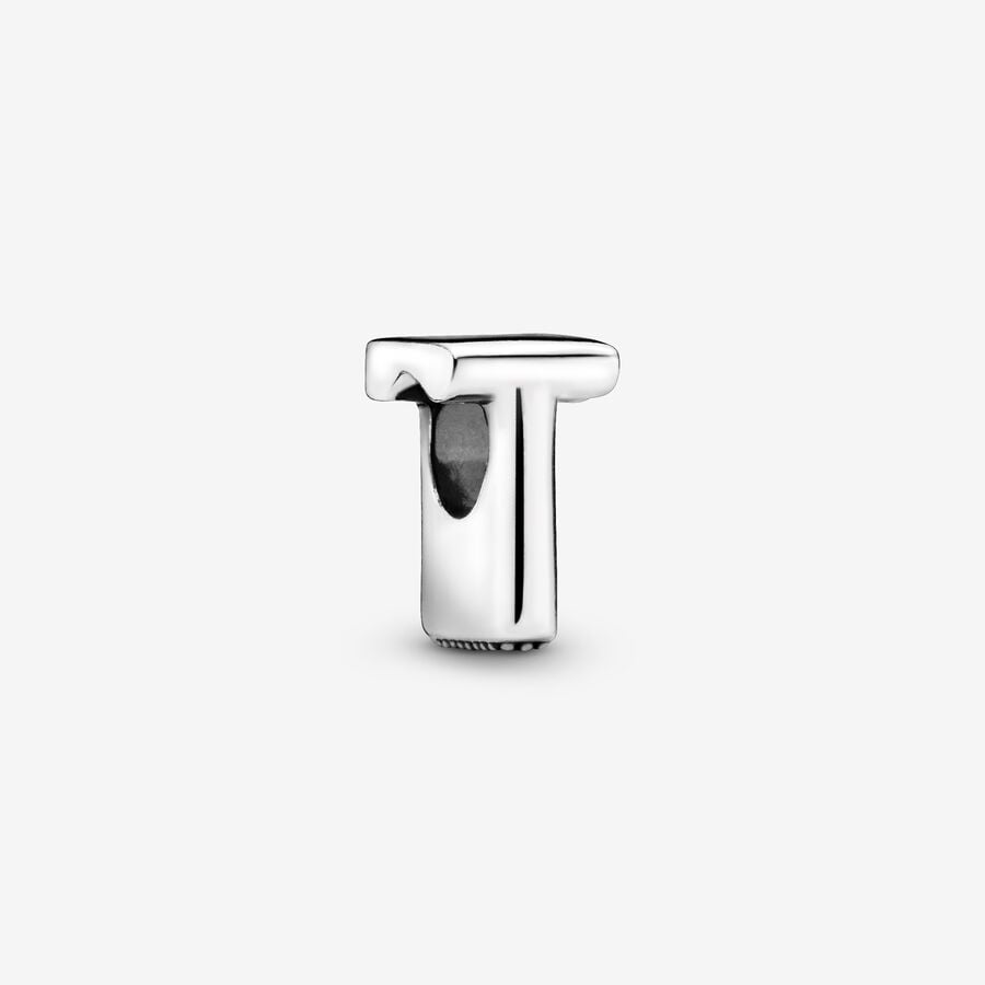 Pandora Moments Silver Letter T Alphabet Charm