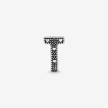 Pandora Moments Silver Letter T Alphabet Charm