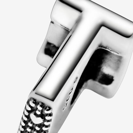 Pandora Moments Silver Letter T Alphabet Charm