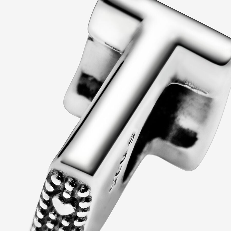 Pandora Moments Silver Letter T Alphabet Charm