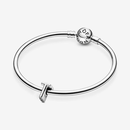 Pandora Moments Silver Letter T Alphabet Charm