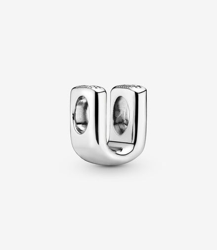 Pandora Moments Silver Letter U Alphabet Charm