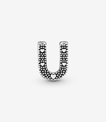 Pandora Moments Silver Letter U Alphabet Charm