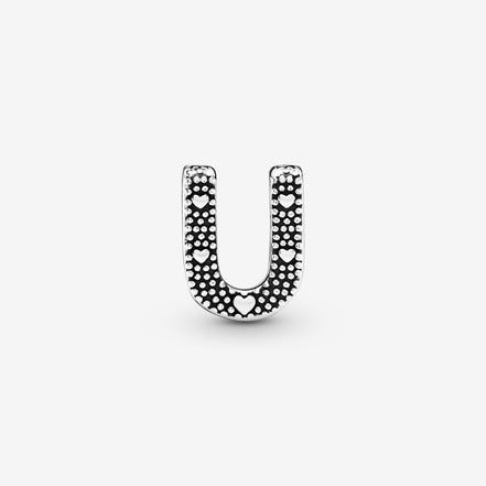 Pandora Moments Silver Letter U Alphabet Charm