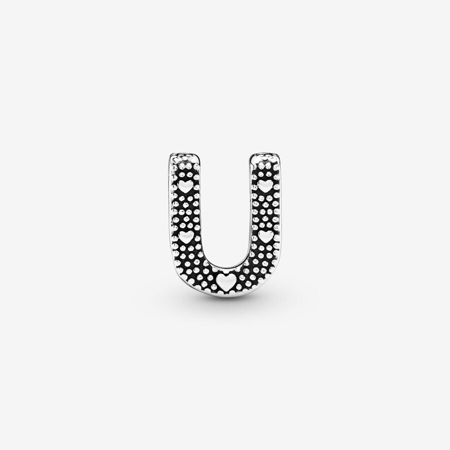Pandora Moments Silver Letter U Alphabet Charm