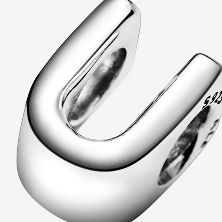 Pandora Moments Silver Letter U Alphabet Charm