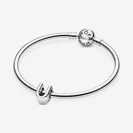 Pandora Moments Silver Letter U Alphabet Charm