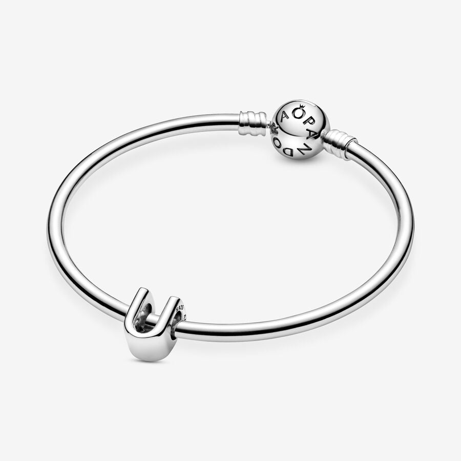 Pandora Moments Silver Letter U Alphabet Charm