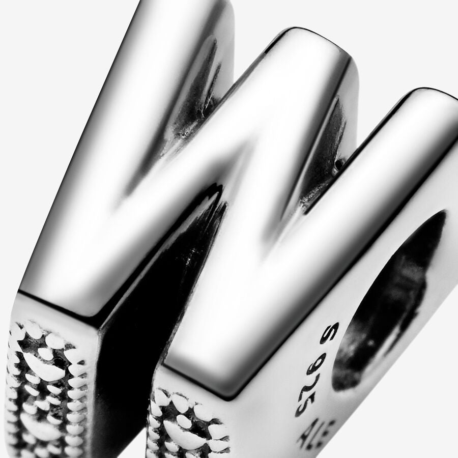Pandora Moments Silver Letter W Alphabet Charm