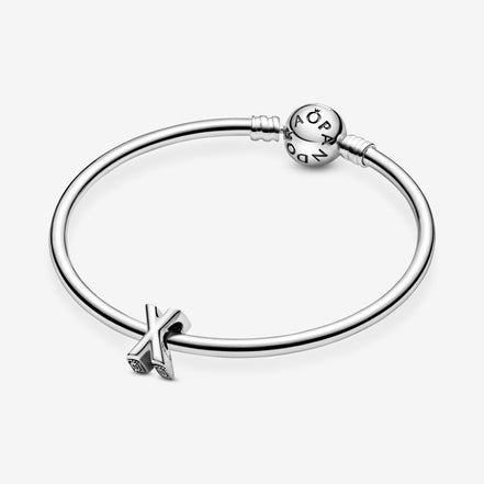 Pandora Moments Silver Letter X Alphabet Charm