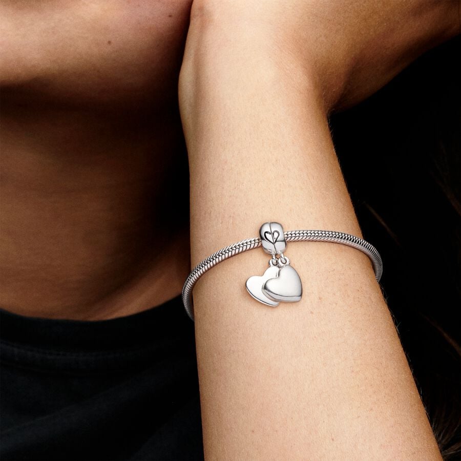 Pandora Moments Silver Mother & Son Heart Split Dangle Charm