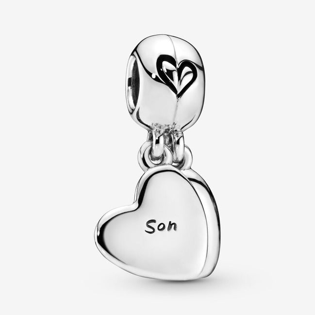 Pandora Moments Silver Mother & Son Heart Split Dangle Charm