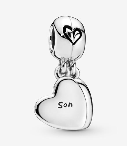 Pandora Moments Silver Mother & Son Heart Split Dangle Charm