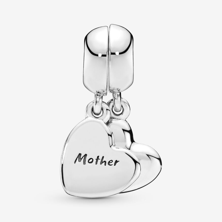 Pandora Moments Silver Mother & Son Heart Split Dangle Charm