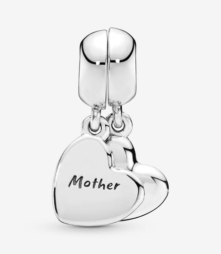 Pandora Moments Silver Mother & Son Heart Split Dangle Charm