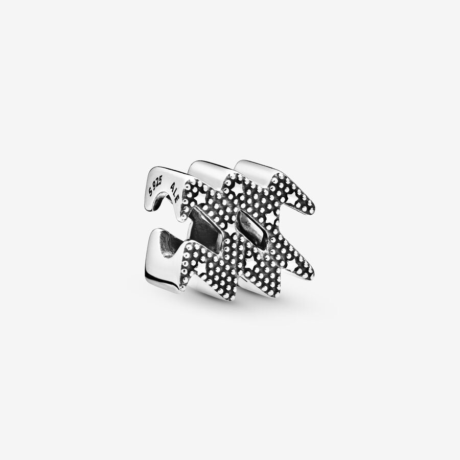 Pandora Moments Silver Sparkling Aquarius Zodiac Charm