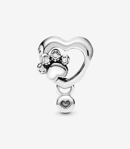 Pandora Moments Sparkling "Fur Mom" Paw Print & Heart Charm
