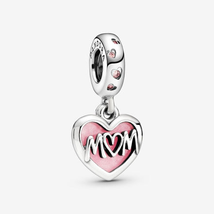 Pandora Moments "Mom" Script Heart Dangle Charm