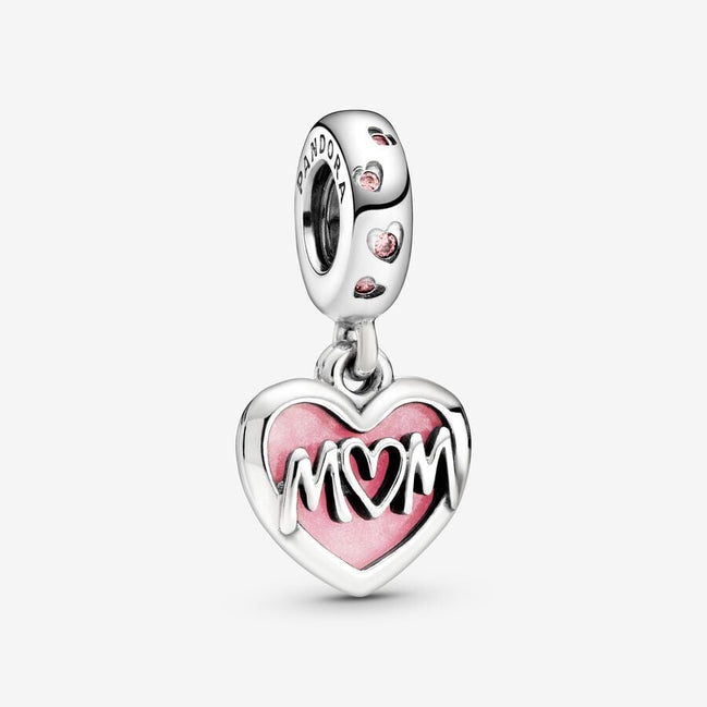 Pandora Moments "Mom" Script Heart Dangle Charm