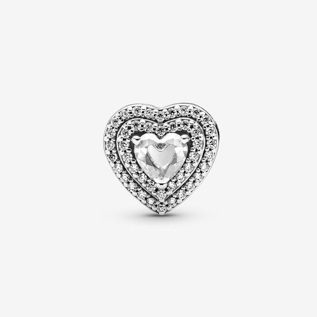 Pandora Timeless Sparkling Clear Leveled Hearts Charm