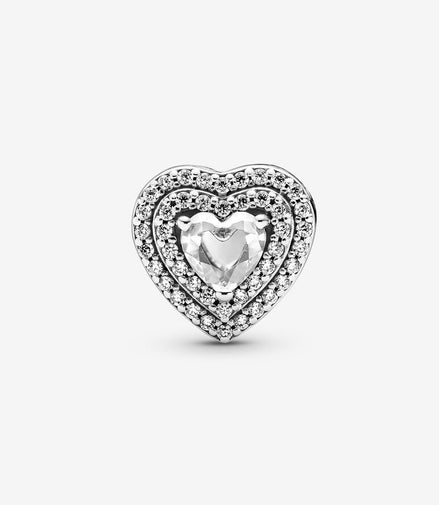 Pandora Timeless Sparkling Clear Leveled Hearts Charm