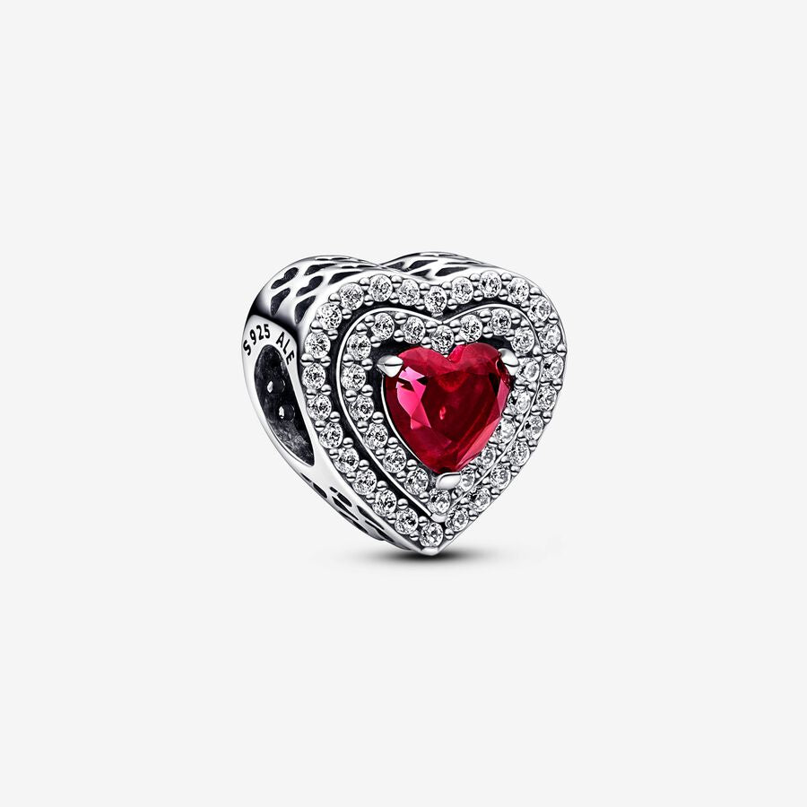 Pandora Timeless  Red Sparkling Levelled Heart Charm