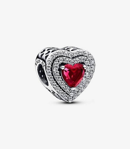 Pandora Timeless  Red Sparkling Levelled Heart Charm