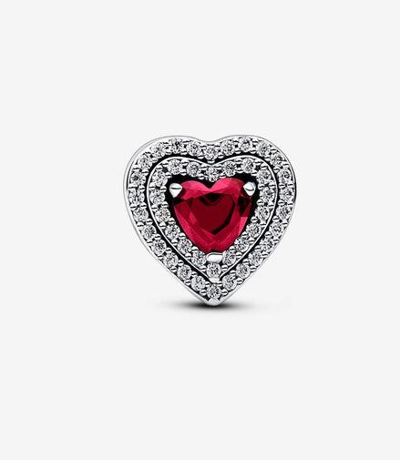 Pandora Timeless  Red Sparkling Levelled Heart Charm