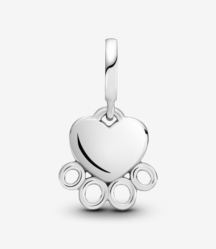 Pandora Moments Silver Hearts And Paw Print Dangle Charm
