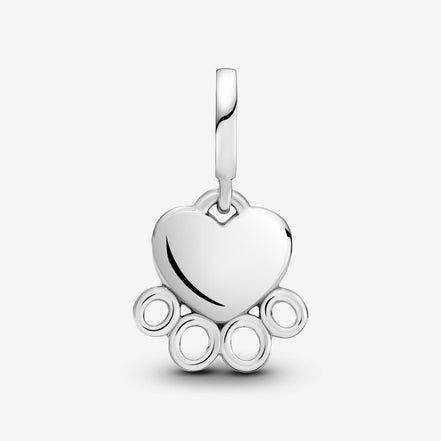 Pandora Moments Silver Hearts And Paw Print Dangle Charm