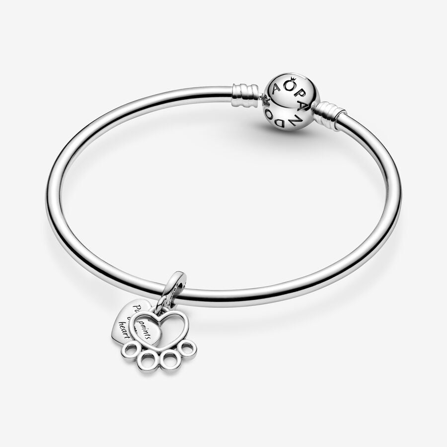 Pandora Moments Silver Hearts And Paw Print Dangle Charm