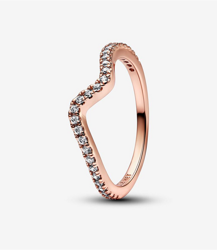 Pandora Timeless Sparkling Wave Ring Size 7