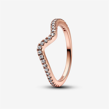Pandora Timeless Sparkling Wave Ring Size 6